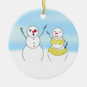 Ornement En Céramique Bikini Time Snowmen