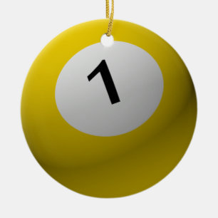 ORNEMENT EN CÉRAMIQUE BILLIARD BALL NOËL ORNAMENT 1 (UN) JAUNE