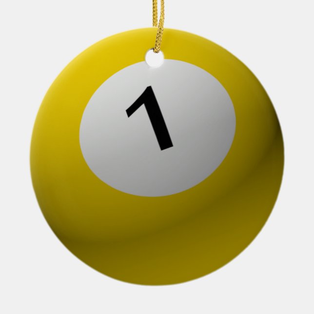 ORNEMENT EN CÉRAMIQUE BILLIARD BALL NOËL ORNAMENT 1 (UN) JAUNE (Devant)