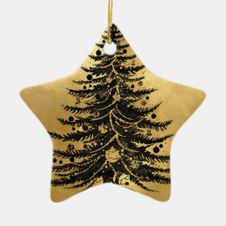 Ornement En Céramique Black Gold Christmas Tree Ornament