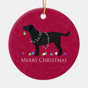Ornement En Céramique Black Lab Joyeux Noël Design