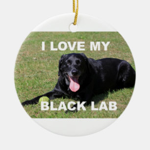 Ornement En Céramique black lab love w pic