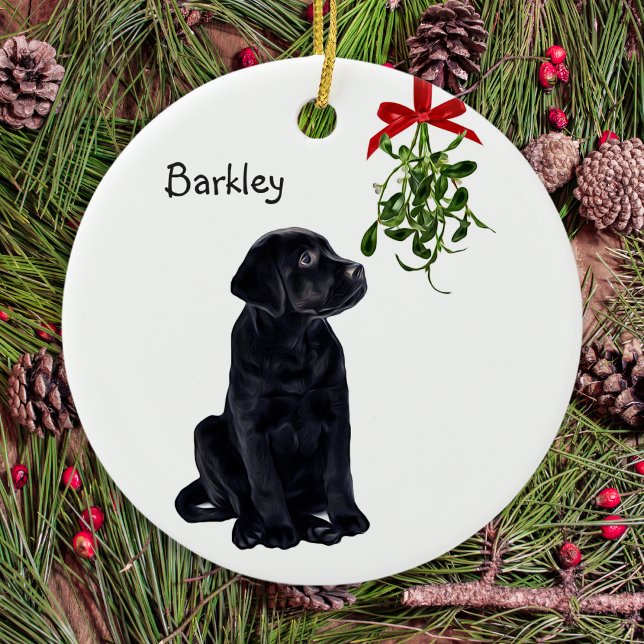 Ornement En Céramique Black Lab Mistletoe chien animal de compagnie Noël (Créateur téléchargé)