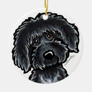 Ornement En Céramique Black Labradoodle Art Personnalisé