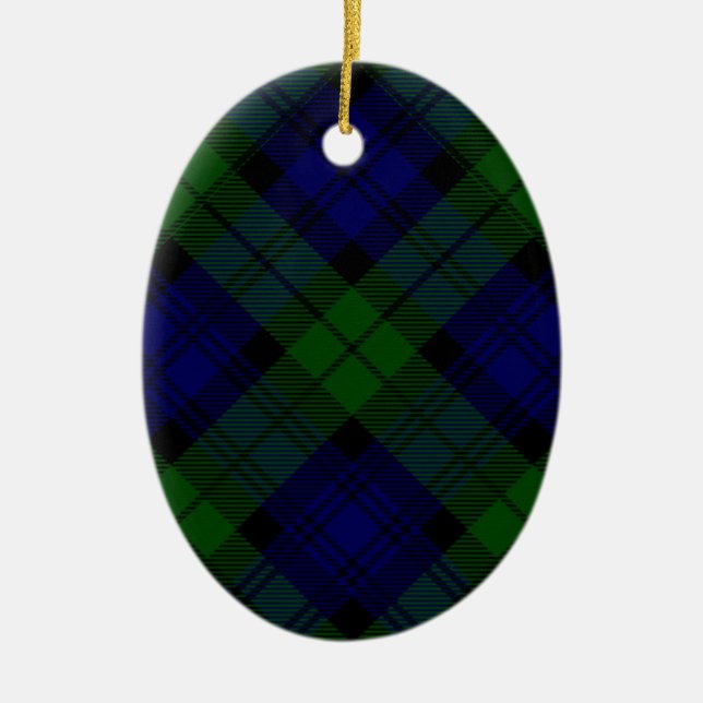 Ornement En Céramique Black Watch Tartan bleu vert Plaid (Devant)