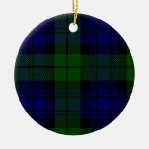 Ornement En Céramique Black Watch Tartan Blue Green Plaid