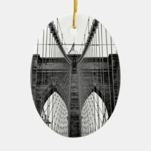 Ornement En Céramique Black White Brooklyn Bridge New York