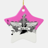 Black white hot pink electric guitar with wings