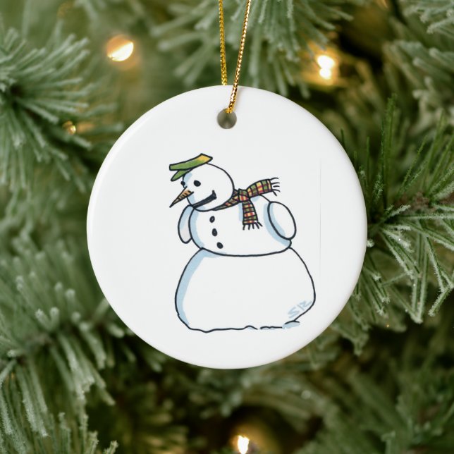 Ornement en céramique blanche Snowman (Arbre)