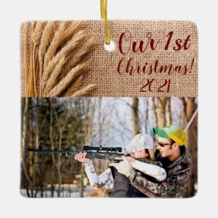 Ornement En Céramique Blé d'ornement XMAS personnalisé sur Burlap Sack C