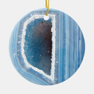 Ornement En Céramique Bleu de poudre Geode Druzy