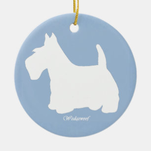 Ornement En Céramique Bleu de Terrier d'écossais de Wedgewoof