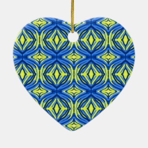 Ornement En Céramique Bleu et jaune ondulé