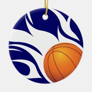 Ornement En Céramique Bleu flamboyant et blanc de basket-ball