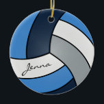 Ornement En Céramique Bleu foncé, Bleu, Blanc et Gris Volley<br><div class="desc">Volleyball Sport Joueur ornement de Noël prêt pour vous à personnaliser. Fait un merveilleux cadeau personnalisé pour votre joueur de volley-ball, entraîneur, ventilateur, etc... ⭐ Ce produit est 100% personnalisable. *****Cliquez sur le BOUTON PERSONNALISER pour ajouter, supprimer, déplacer, redimensionner, modifier, tourner, etc... n'importe quel graphique ou texte ou utilisez les...</div>