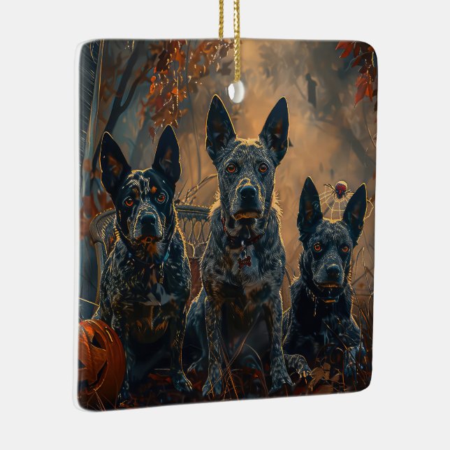 Ornement En Céramique Bleu Heeler Halloween nuit chien délice (Droite)