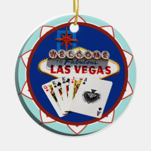 Ornement En Céramique Bleu Las Vegas Affiches de bienvenue Poker Chip