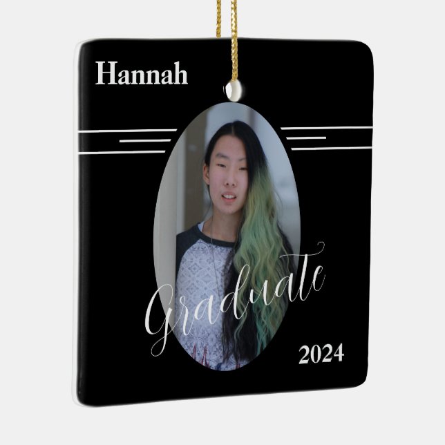 Ornement En Céramique Bleu noir et blanc classique Deux photos (Droite)