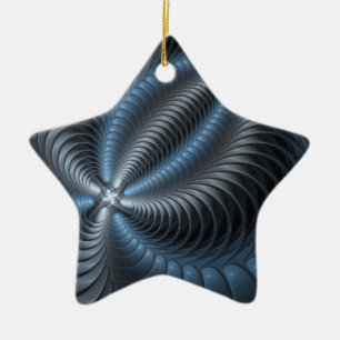 Ornement En Céramique Bleu plastique gris art fractal 3D abstrait modern