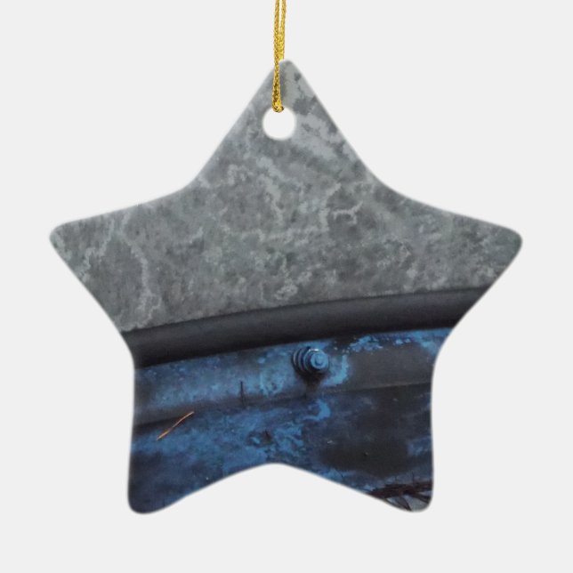 Ornement En Céramique Bleu Truck fenêtre renversée (Devant)