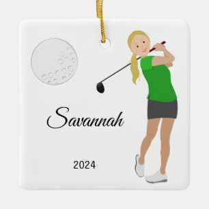 Ornement En Céramique Blonde Hair, la fillette de golf