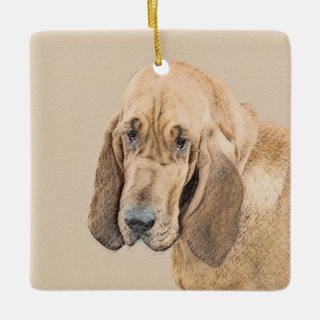 Ornement En Céramique Bloodhound Painting - Cute Original Dog Art (Devant)