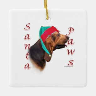 Ornement En Céramique Bloodhound Père Noël Paws