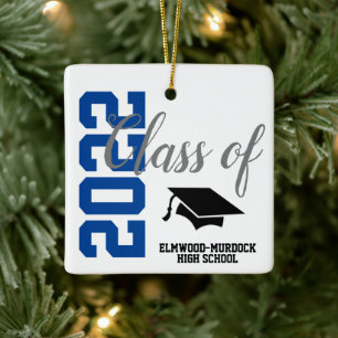 Ornement En Céramique Blue Personalized High School Graduation