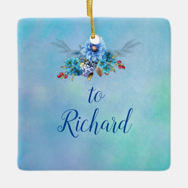 Ornement En Céramique Blues de Cornflower en aquarelle (Devant)