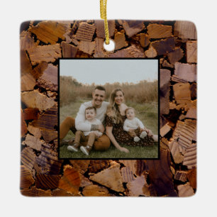 Ornement En Céramique Bois de chauffage rustique cabine bois  écorce mot