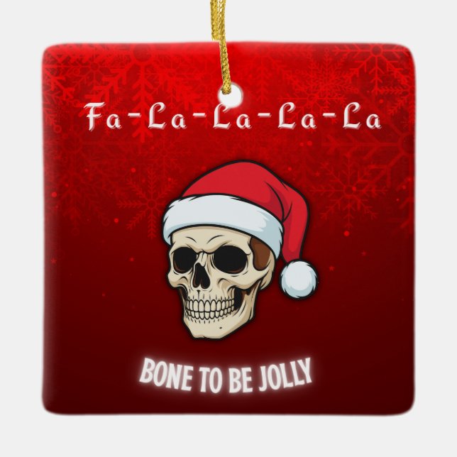 Ornement En Céramique Bone to Be Jolly | Deck the Halls with Skulls  (Devant)