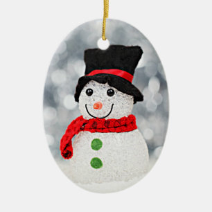 Ornement En Céramique Bonhomme de neige du pays des merveilles d'hiver