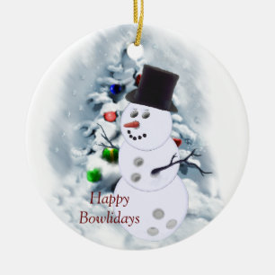 Ornement En Céramique Bonhomme de neige heureux de Bowlidays