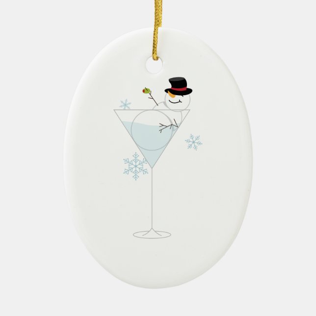 Ornement En Céramique Bonhomme de neige Martini (Devant)