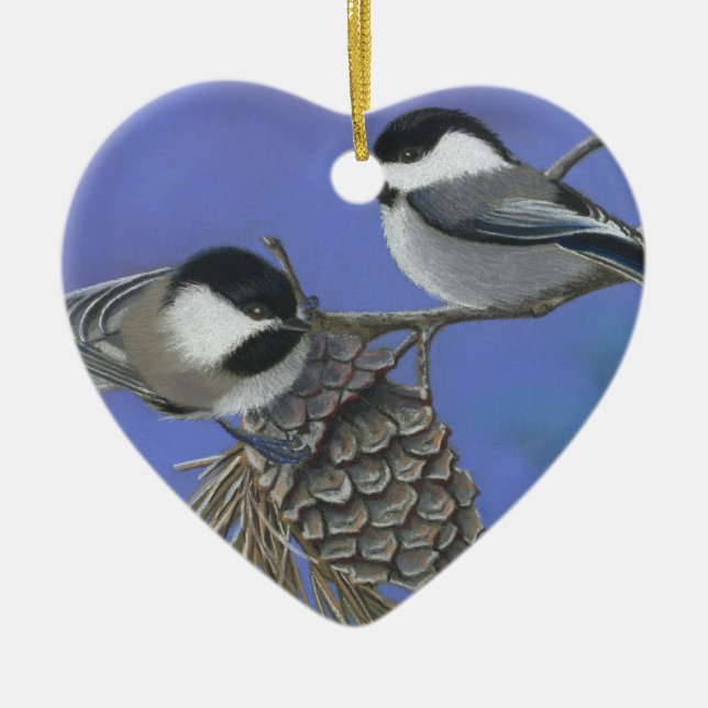 Ornement En Céramique Bonjour Chickadees (Devant)