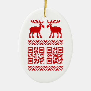 Ornement En Céramique Bonne année laide de code du chandail QR de Noël