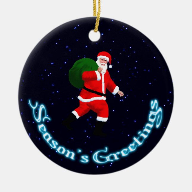 Ornement En Céramique Bonnes Fêtes - Père Noël (Devant)