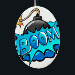 Ornement En Céramique Boom comique de bombe de style d'art de bruit !<br><div class="desc">Ce rétro boom comique de style ! est parfait pour n'importe quel collecteur de superhéros ou garçon de fan. Les graphiques lumineux ont des positions fermes et la coloration audacieuse.</div>