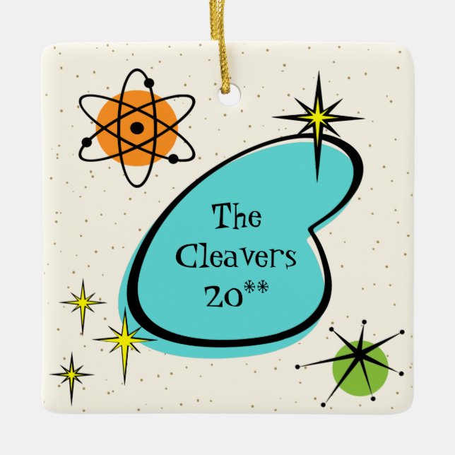 Ornement En Céramique Boomerang atomique rétro et ornement céramique (Devant)