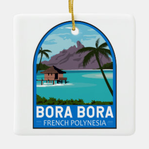 Ornement En Céramique Bora Bora French Polynesia Travel Vintage Art