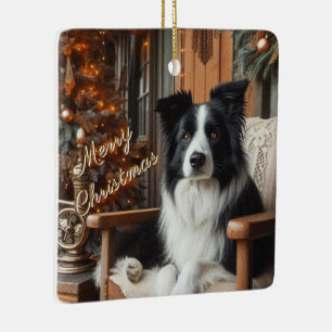 Ornement En Céramique Bordure Collie Amoureux des chiens Cadeau de Noël