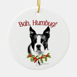 Ornement en céramique Boston Terrier Bah Humbug