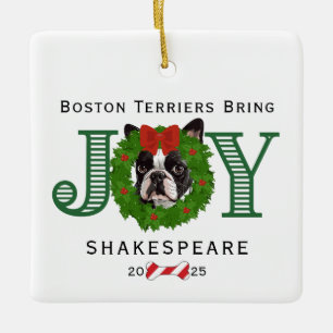 Ornement En Céramique Boston Terriers apportent la joie