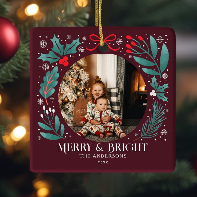 Ornement En Céramique Botanique d'hiver Photo de Noël (Créateur téléchargé)