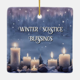 Ornement En Céramique Bougies de Yule du solstice d'hiver dans la neige