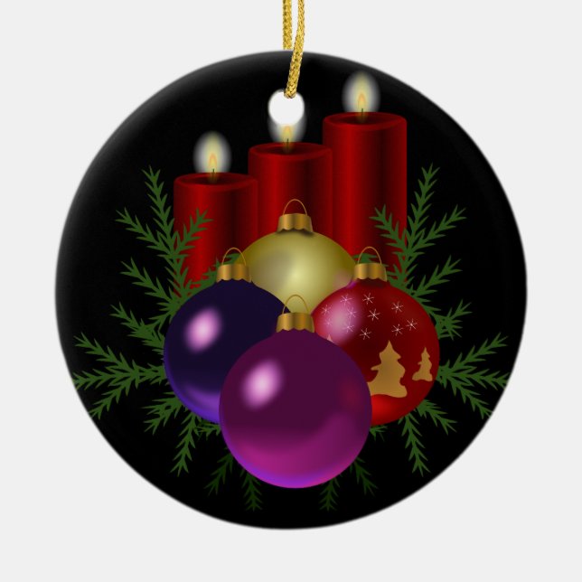 Ornement En Céramique Bougies rouges (Devant)