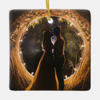 Ornement En Céramique Boule de Noël avec photo de M. et Mme, Premier Noë