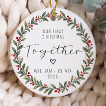 Ornement en céramique boule de Noël personnalisé
