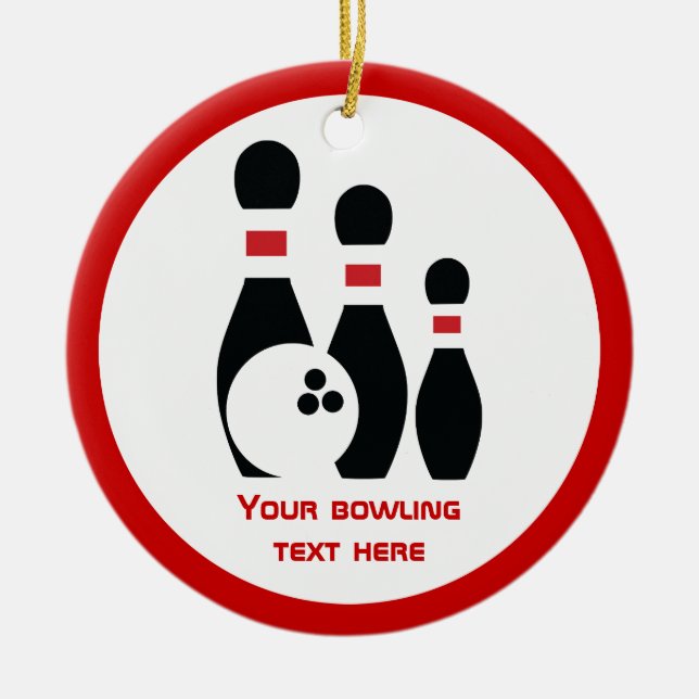Ornement En Céramique Boule de quilles et épingles noir rouge coutume (Devant)
