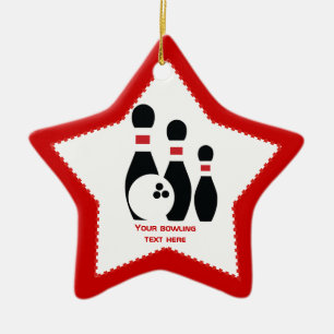 Ornement En Céramique Boule de quilles et épingles noir rouge coutume